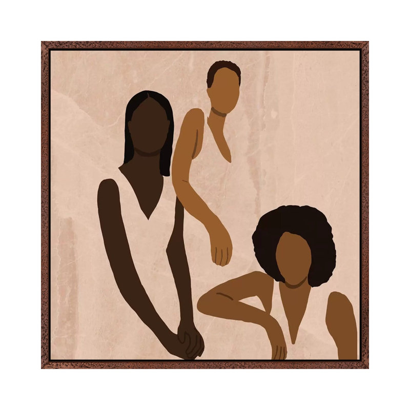 Stronger Together by Sarah Dahir - Print on Canvas, 45.72cm H x 45.72cm W x 3.81cm D, Classic Brown Wood Floater Framed
