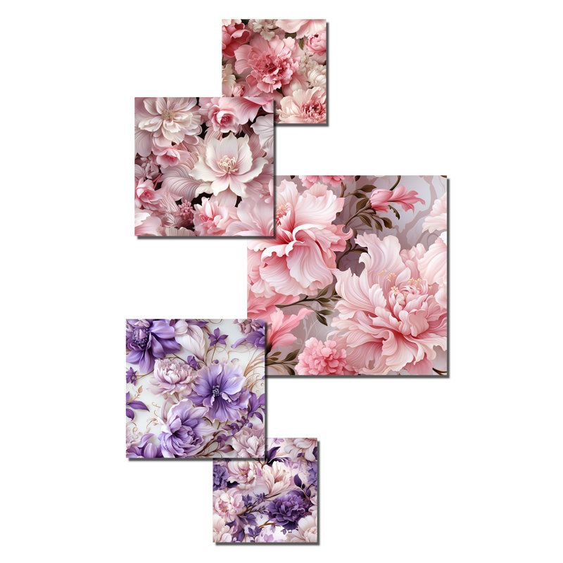 Ensemble de 5 décorations murales florales Ethereal