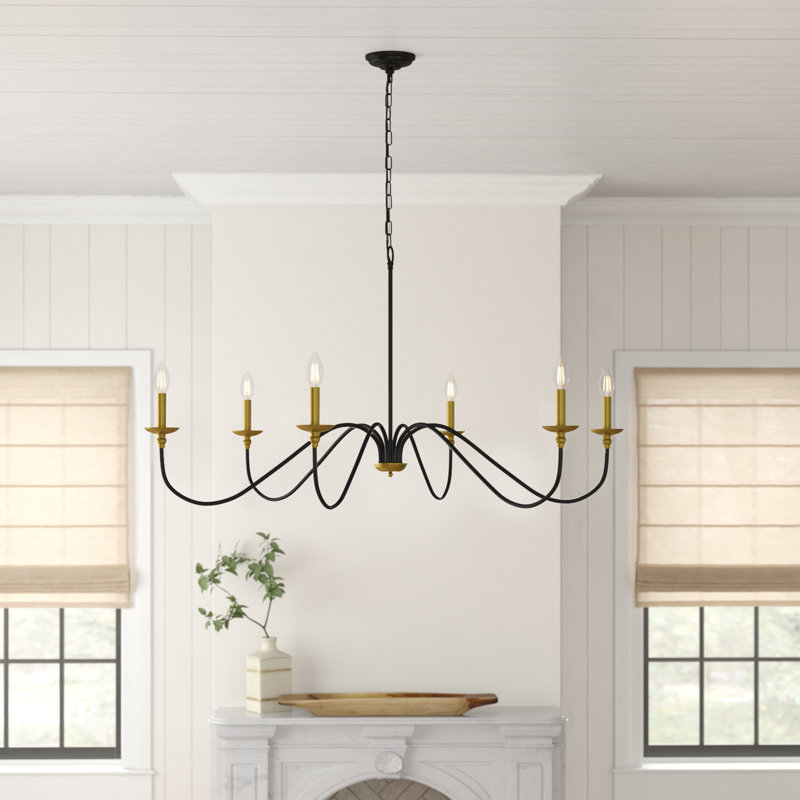Ableton Iron 6-Light Chandelier, Noir/laiton, H 25 po x l 48 po x P 48 po