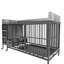 Et cage en fer pour animaux: conception pratique, 56,29 po P x 23,27 po x H 33,93 po, grande cage noire grise fumée avec bassin à roulettes: support, profond, large, haut et gris-1842107395