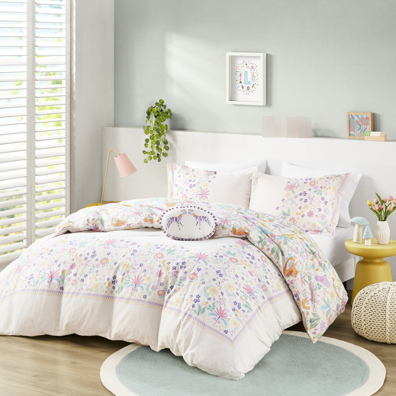 Housse de couette avec imprimé tigre et bordure florale pour chambre à coucher