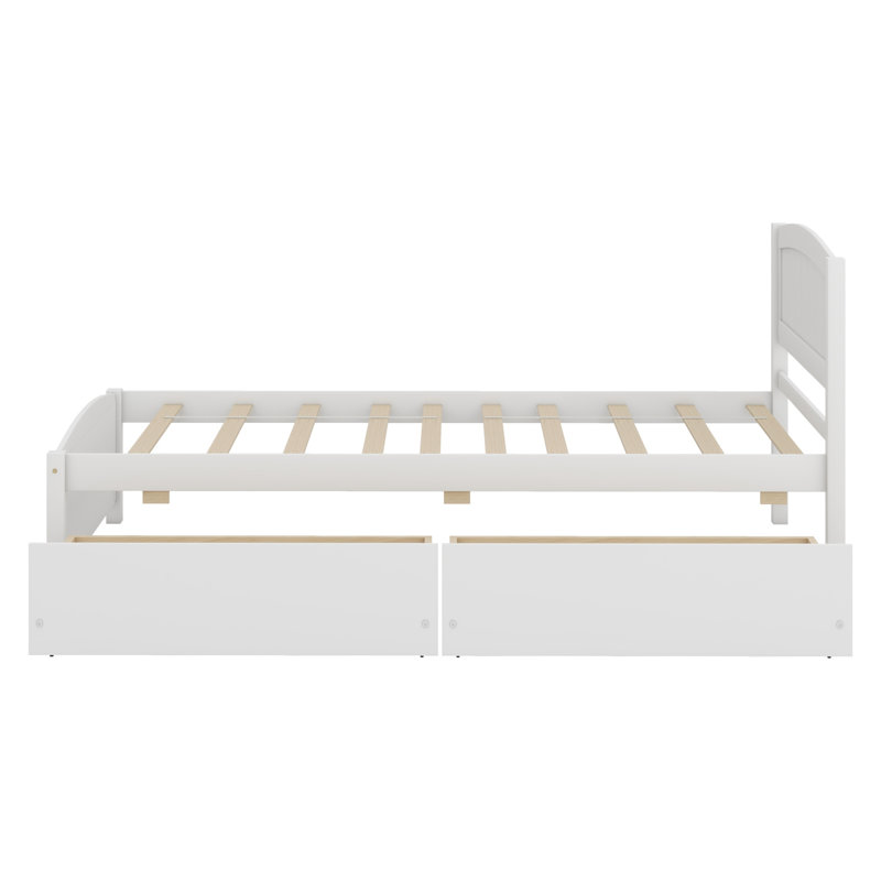 Lit plateforme avec tiroirs, blanc