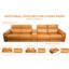 Canapé modulaire en cuir orange 5 pièces avec espace de rangement et sièges inclinables électriques, confortable pour un espace de vie principal, style moderne, rembourrage en coton technique,