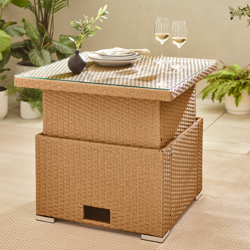 Miacomet PE Rattan Rising Garden Coffee Dining Table - Modern Gardens and Patios, Beige