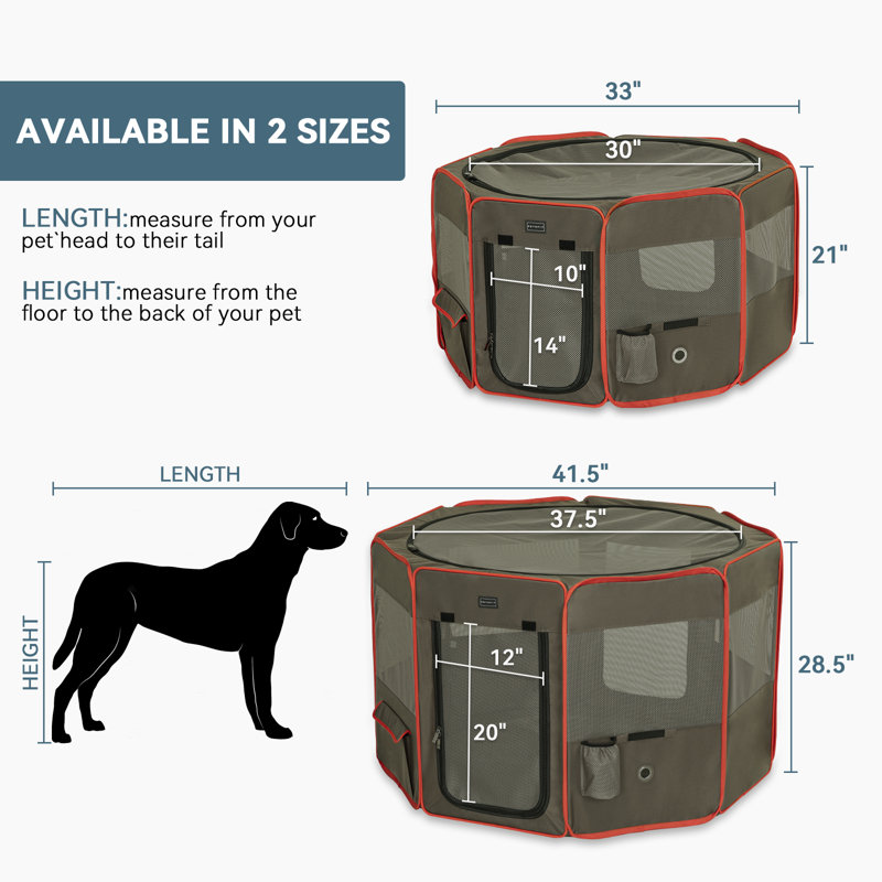 Caisse pour animaux amovible, Moyen (H 21 po x l 33 po x P 33 po), Gris / rouge
