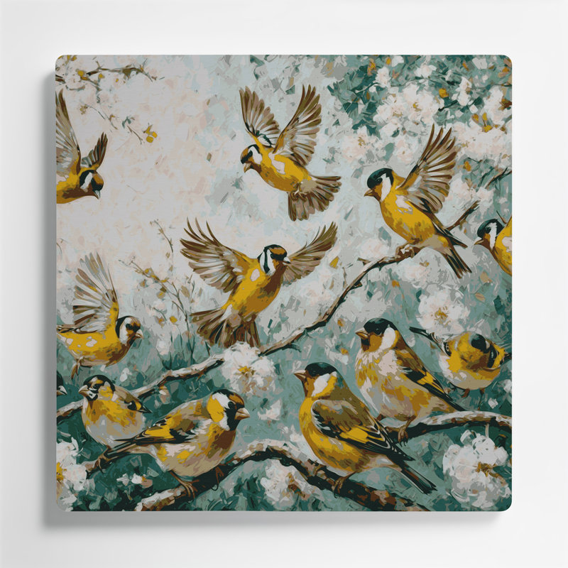 Art mural en métal oiseaux, H 16 po x l 16 po