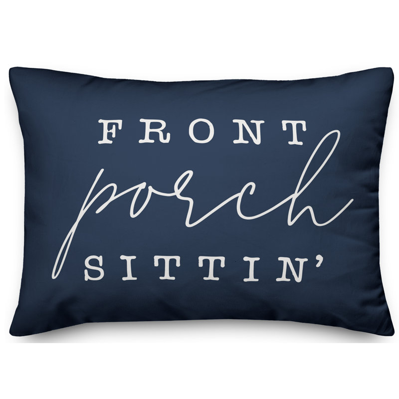  Coussin lombaire intérieur / extérieur Front Porch Sittin ', Bleu marine