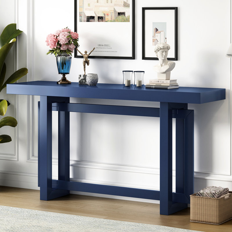 Console de couloir bleu marine American Design - texture béton, bois massif +, support de 150 lb, chargement latéral facile à assembler, installation simple