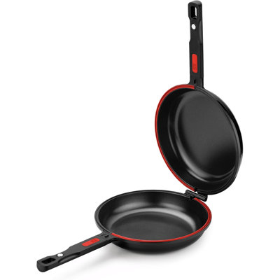 BRA COOKWARE Premiere Dual Skillet | 8 inches Double Frying Pan for Frittatas & Spanish Omelets | PFOA Free Triple Nonstick Coating | Full Induction Reversible Pan | Cast Aluminum Flip Skillet