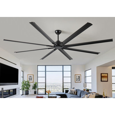 96 In. Indoor/Outdoor Black DC Motor Industrial Ceiling Fan With Remote Control