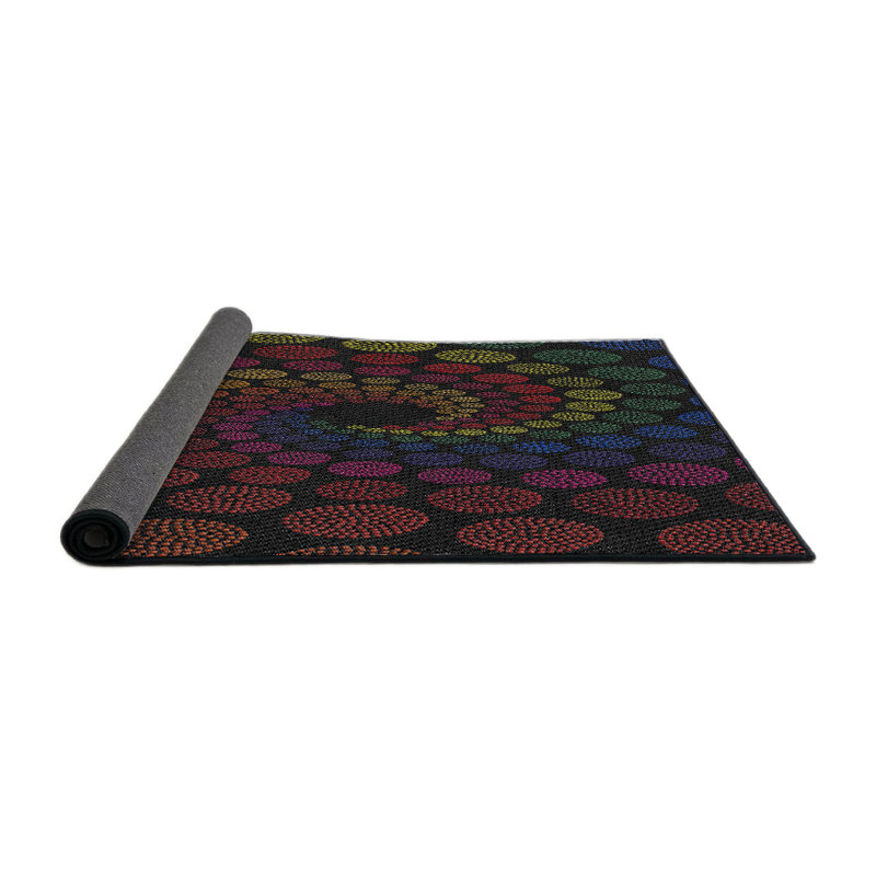 Tapis marron / bleu Power Loom, Rond 5 pi