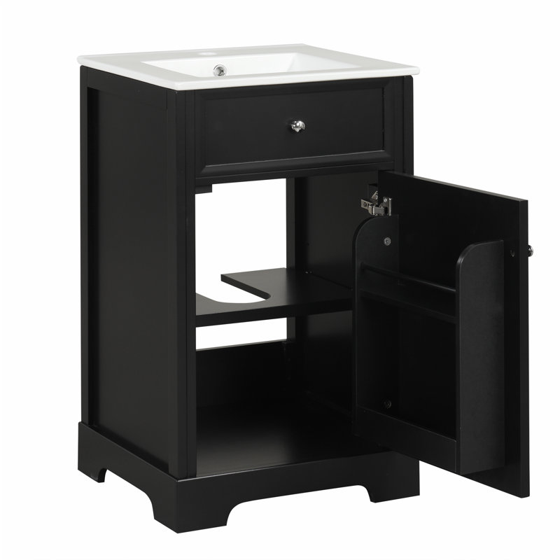 Meuble-lavabo de 20 po avec lavabo, Noir