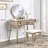 Contemporary Wood Vanity And Stool Set, White-1077154072