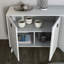 Console moderne blanche avec plusieurs tablettes, 70,9 po x 31,5 po x 17,7 po | 100% panneau de particules enduit de mélamine, épaisseur: 0,7 pouce | Conception murale et élégante pour les solutions de rangement de salon et d'entrée-83205612