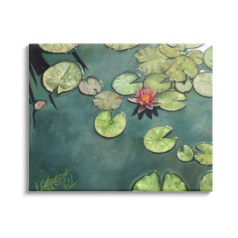 «Pond Lily Lotus Blossom Floating Peaceful Botanicals» par David Stribble - peinture à cadre flottant sur toile, Toile tendue