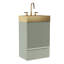 Meuble-lavabo moderne sur pied de 51 cm (20 po) avec lavabo monobloc en or brossé, E1, tiroir à fermeture amortie, option de fixation murale, embout en métal