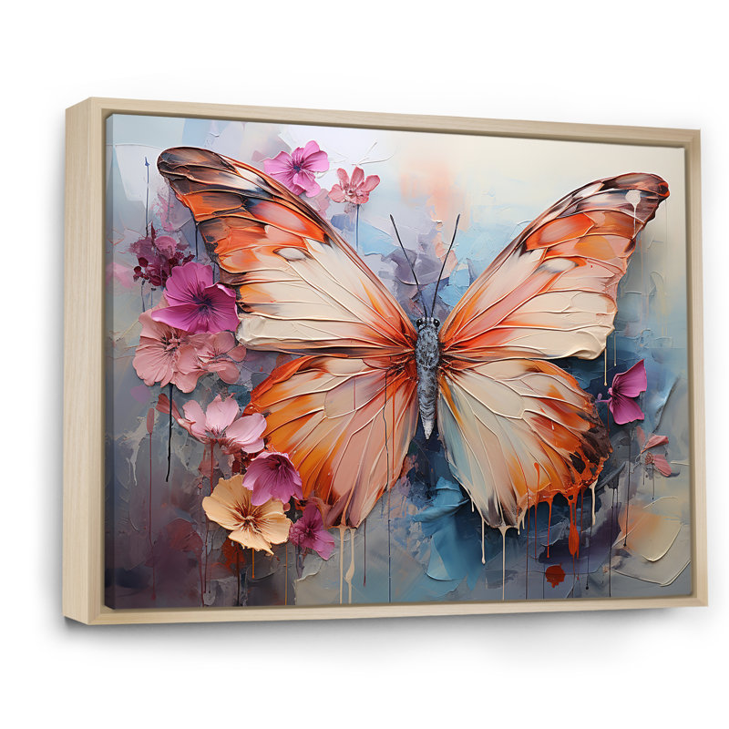 Papillon abstrait auras - art mural papillon, H 34 po x l 44 po x P 1,5 po, Cadre naturel flottant