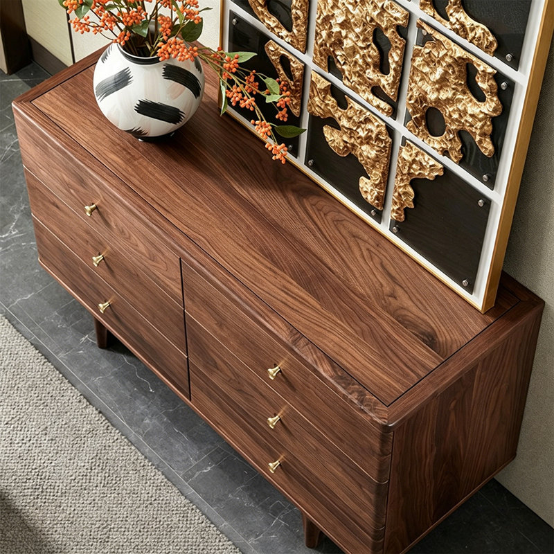 Light Luxury Storage Walnut Colored Buffet Table