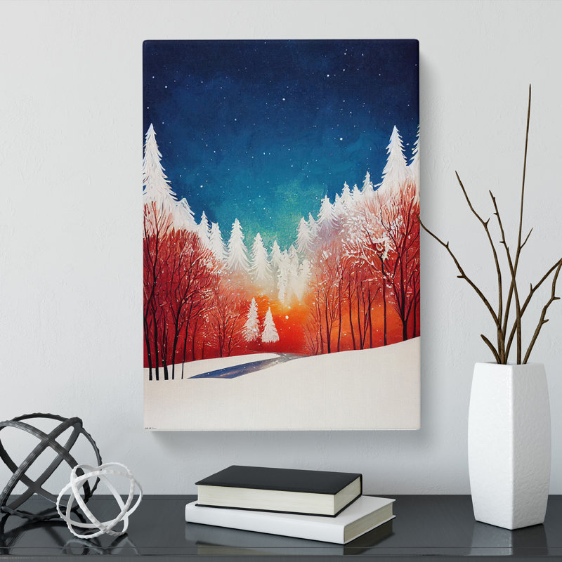 CAN-V0523-2899X Winter Landscape Forest 1 Piece Wrapped Canvas Wall Art, 76cm H x 50cm W