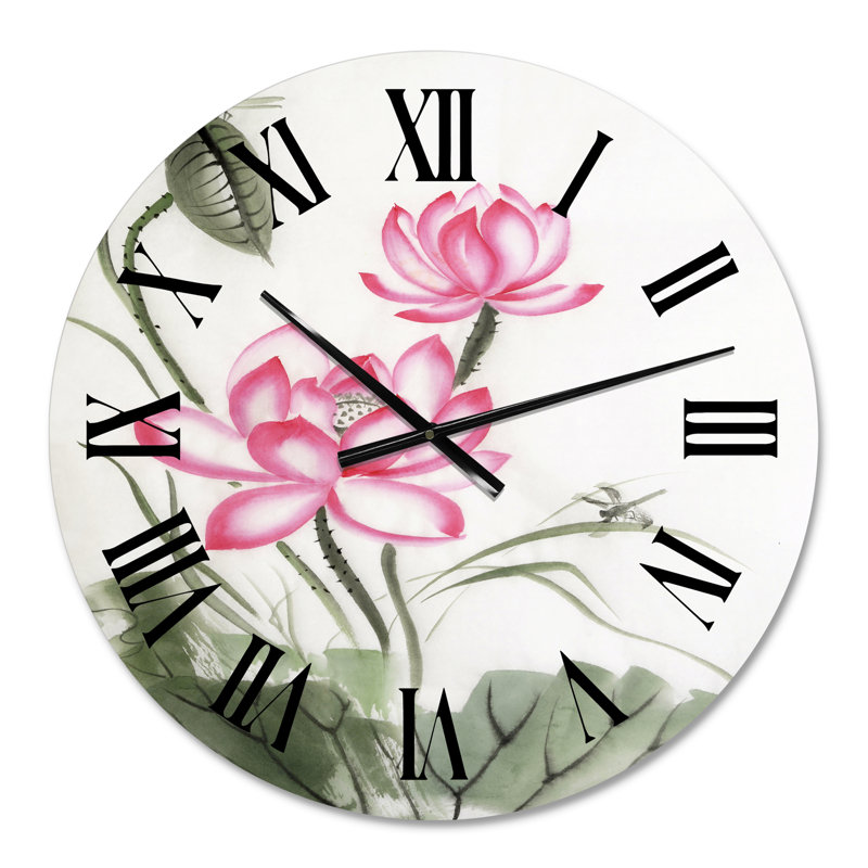 Lotus et la libellule I - Horloge murale traditionnelle, Moyenne