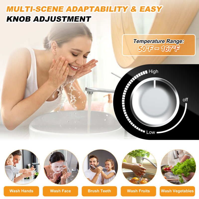 Chauffe-eau électrique 8Gallon, chauffe-eau électrique sous le lavabo 1500 W, point d'eau, chauffe-eau instantané 110 V