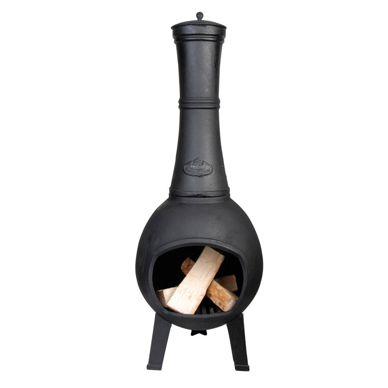 Huma Urn Cast Iron Wood Burning Chimnea, 47" H x 17" W x 17" D
