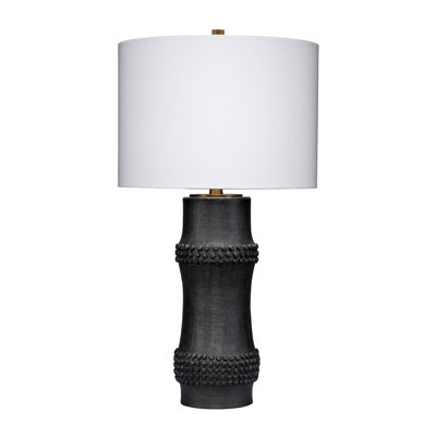 Lampe de table en polyrésine avec abat-jour en lin Ansar, noir