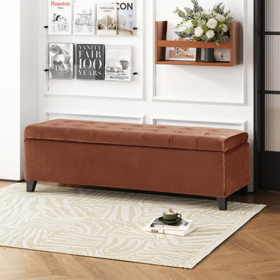 Banc de rangement à couvercle rabattable rembourré Avera