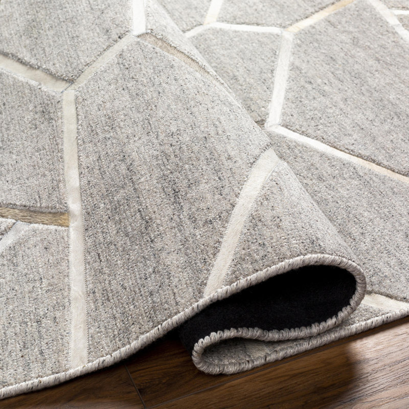Tapis gris moyen fait à la main Avielle, Rectangle 8 pi 10 po x 12 pi