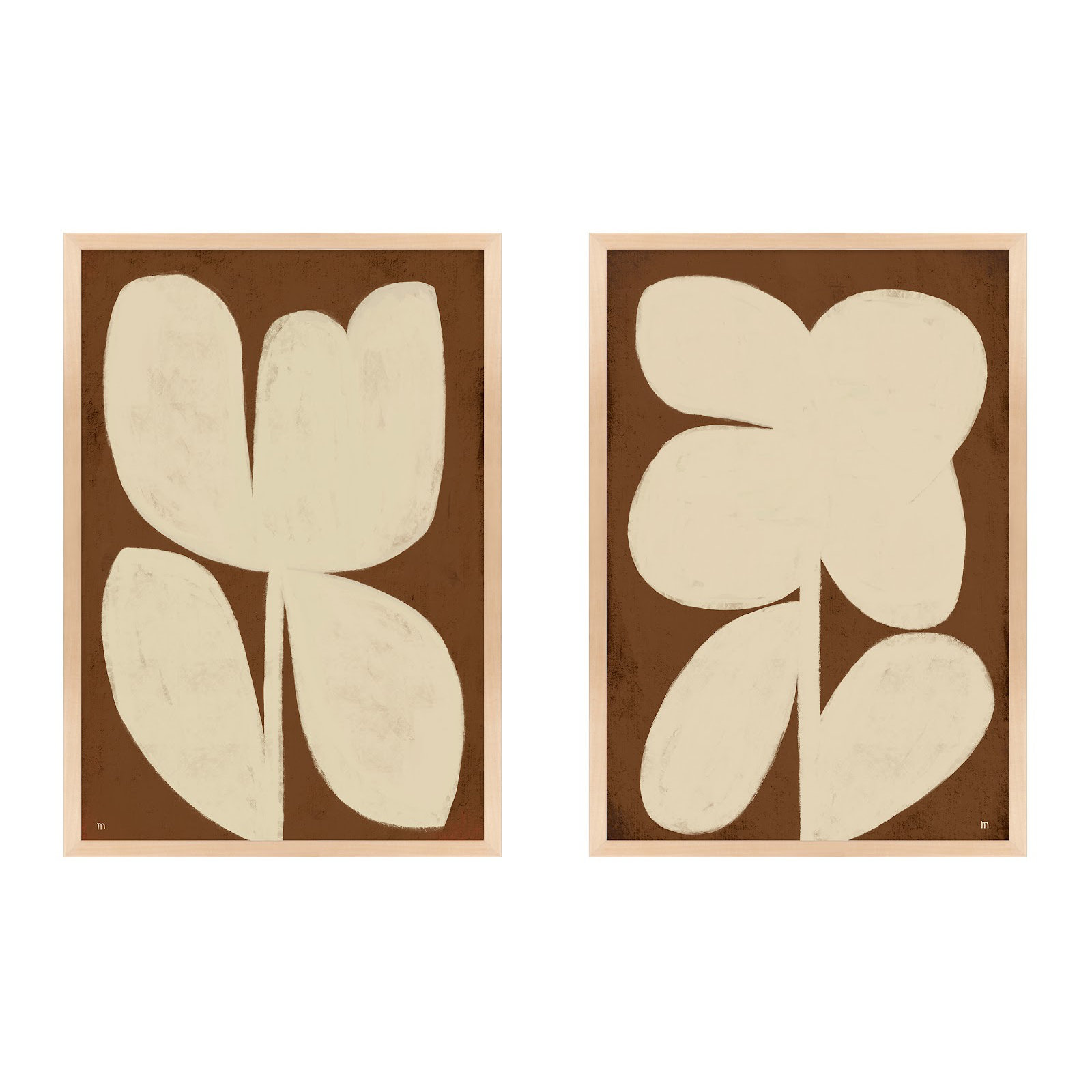 Flower Set Of 2 by StudioM, Maple Framed, 50" H x 35" W x 1.25" D