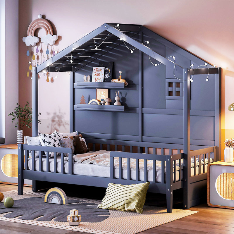 Lit avec tablettes Gideon House, gris