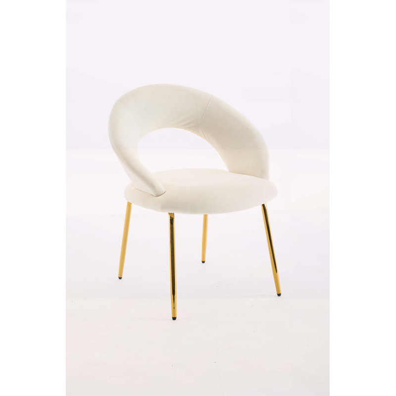 Charmante chaise d'appoint avec dossier ergonomique, Velours blanc