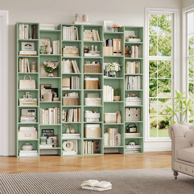 📖✨ 2-Pack 8-Tier Bookcase Set, 21-Cube Storage Bookshelves Unit With Adjustable & Removable Shelves