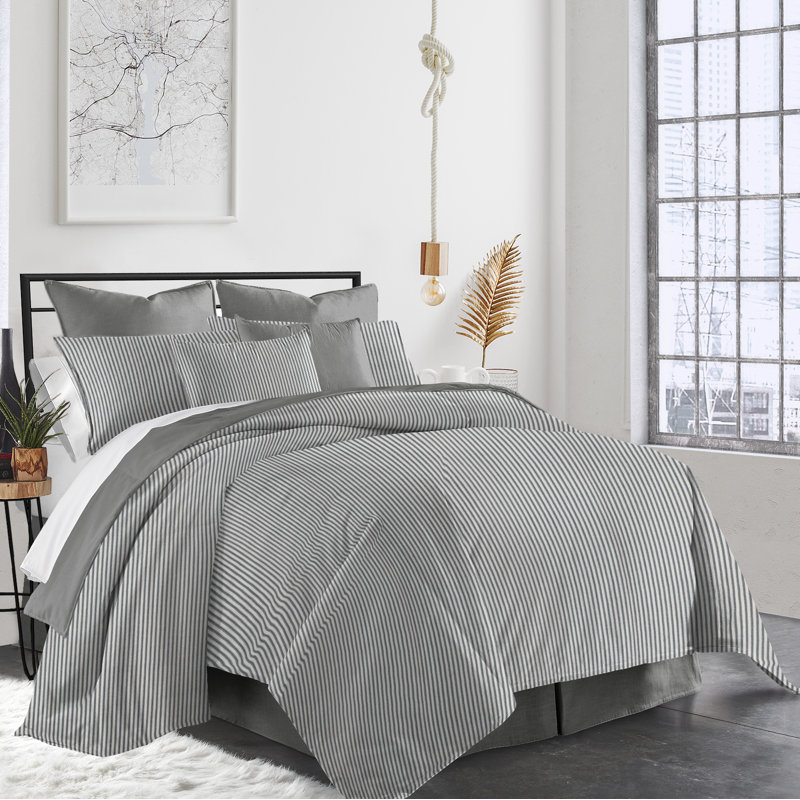 Gesto Coverlet Set, Twin Coverlet + 1 Sham + 1 Throw Pillow, Gray