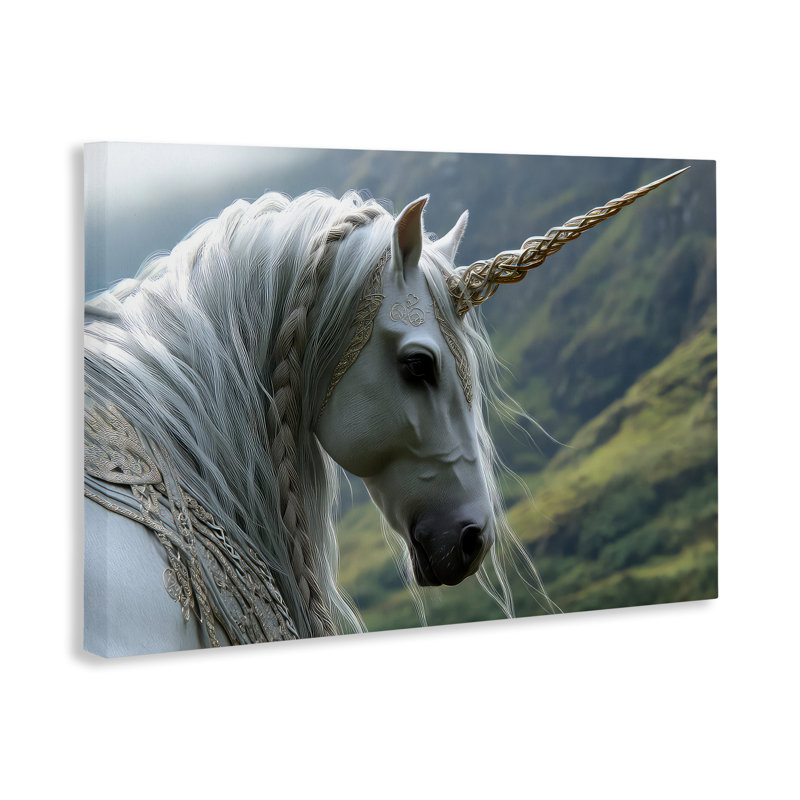 Toile à crinière tressée Celtic Unicorn, design par The Wands Want, H 20 po x l 30 po