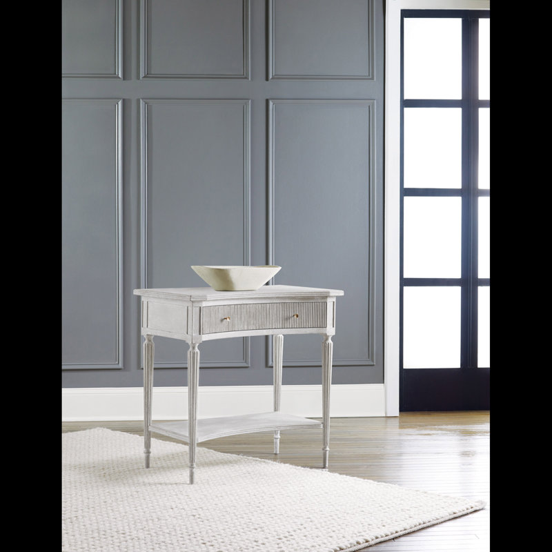 Ribbed Solid Wood End Table