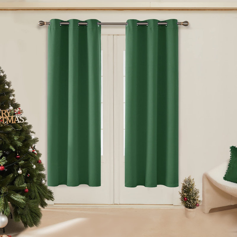Thermal Insulated Room Darkening Grommet Curtain Panels (Set of 4), Mellow Yellow, 42" W x 72" L
