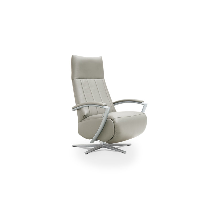 Theodosius 68cm Wide Genuine Leather Swivel, Artiko-Grey