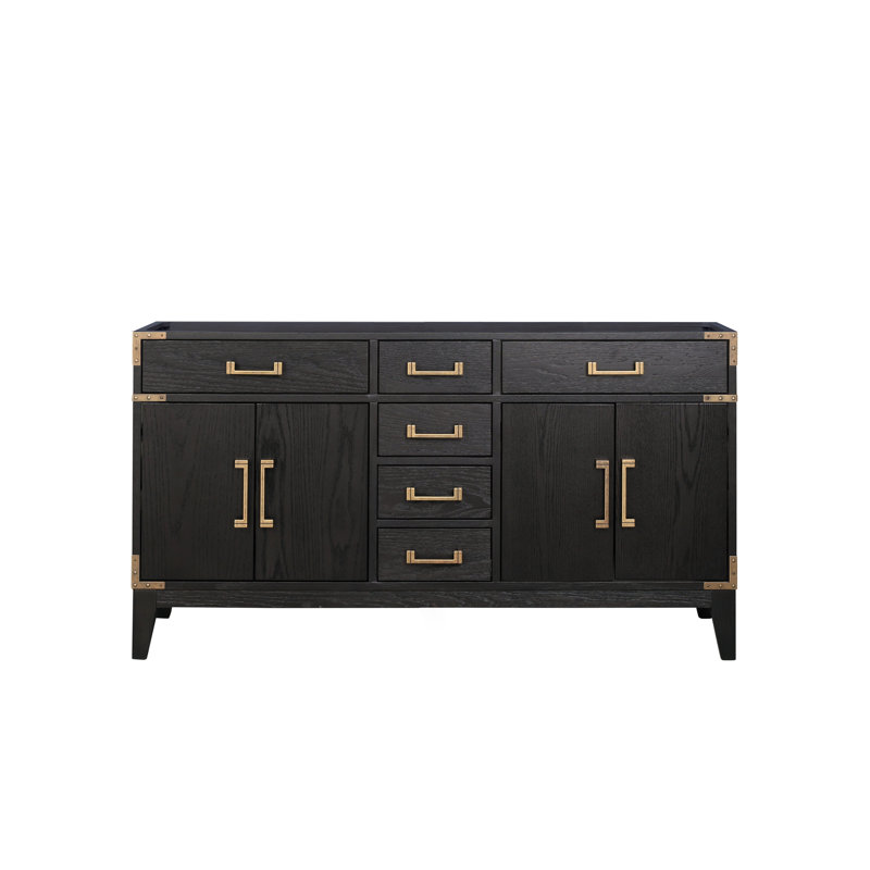 Meuble-lavabo double l 60 po x P 22 po Laurel, Chêne noir
