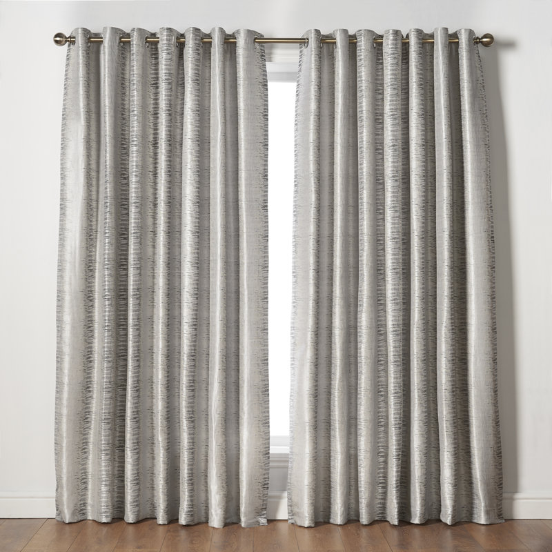 Auberon Eyelet Room Darkening Curtains, Silver, Width 229 x Drop 229cm