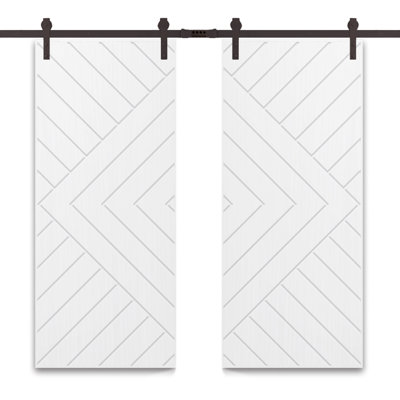 60'' x 84'' Solid Wood Paneled Painted without Installation Hardware Kit Barn Door