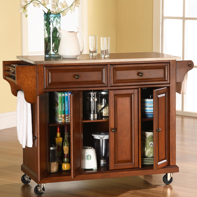 Haslingden Kitchen Island, Classic Cherry/Antique Brass
