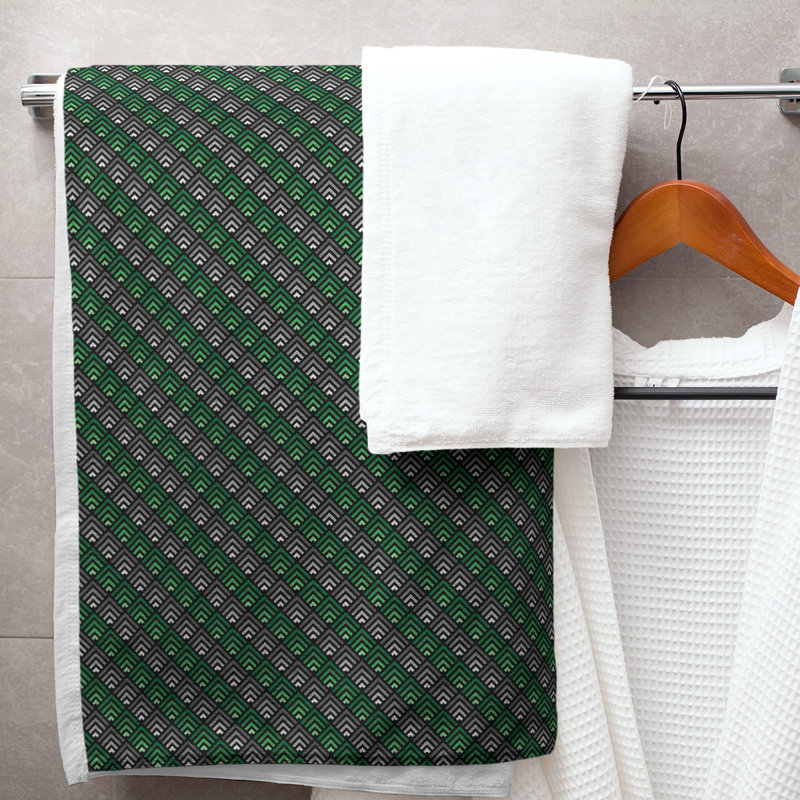 Katelyn Elizabeth Cotton Blend Bath Towel, Green/Black
