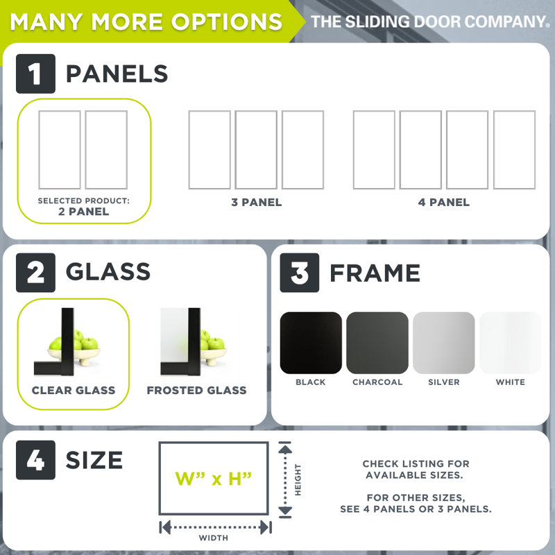 Cloisons 2 pièces en verre transparent - Portes coulissantes - Portes de placard, 48 po x 80 po, Argent