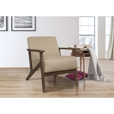 Chaise transitionnelle brune, structure en bois d'hévéa massif, chaise d'appoint moderne en velours brun, bois, dimensions du produit: 27,5 po x 32 po