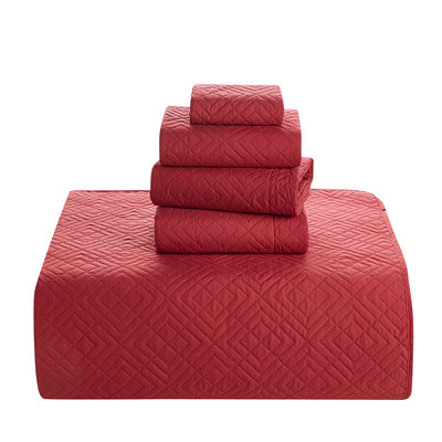 Diamond Weave Premium Microfiber Reversible Quilt Set