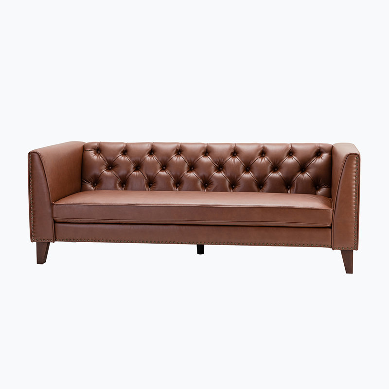 Canapé à accoudoirs roulés 83,1 po, Mélange de polyester brun
