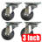 4 Pack 3-inch Swivel Caster Rubber