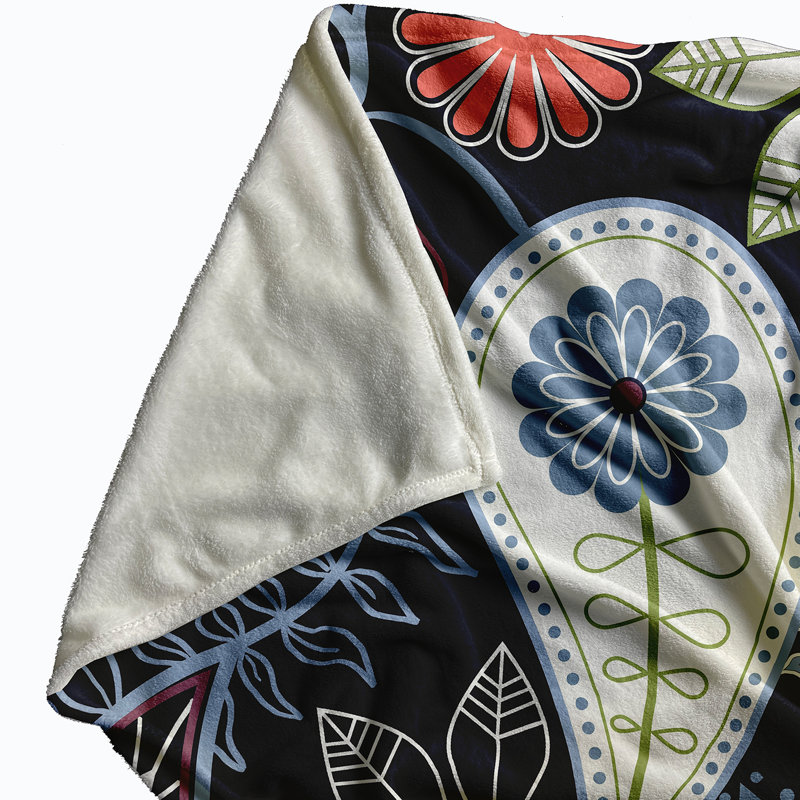 Perine Plain Weave / Muslin Throw Blanket, Navy