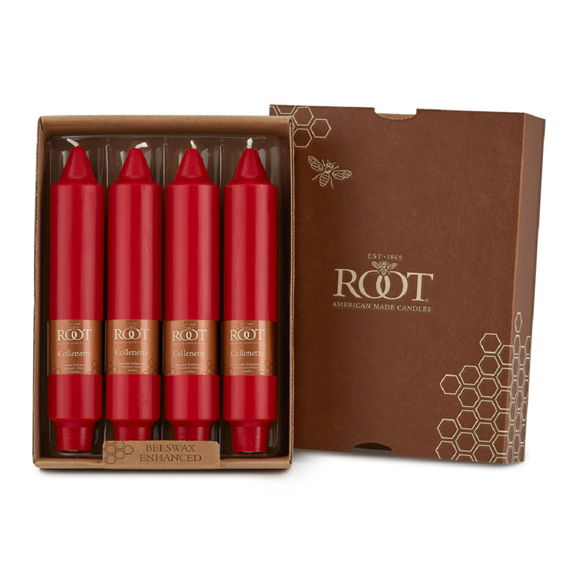 Bougie lisse sans parfum Collenette, H 7 po x l 1,25 po x P 1,25 po, Rouge